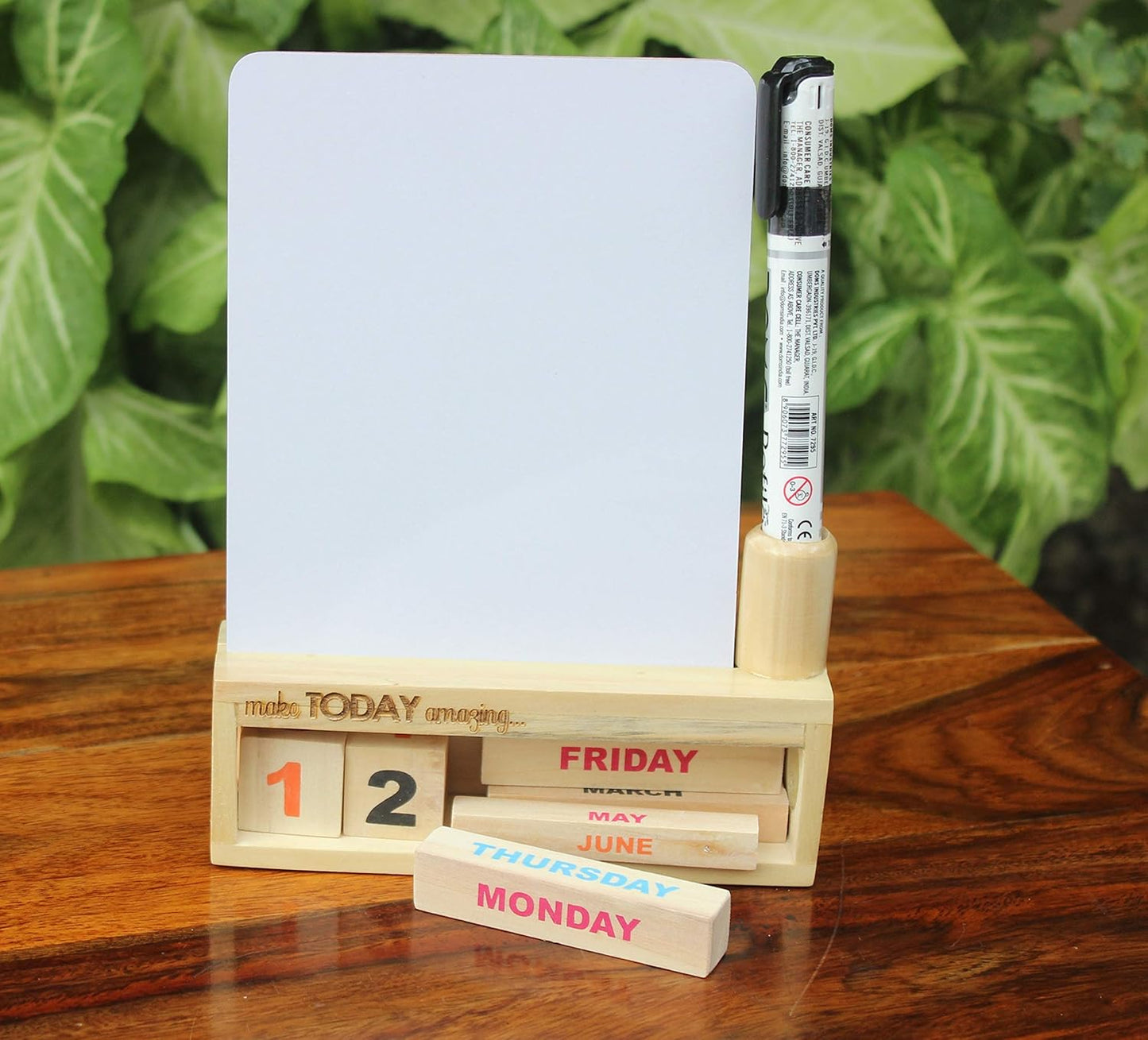 IVEI Wooden Endless Desk Calendar with White Board | Motivational Quote | Without Quote