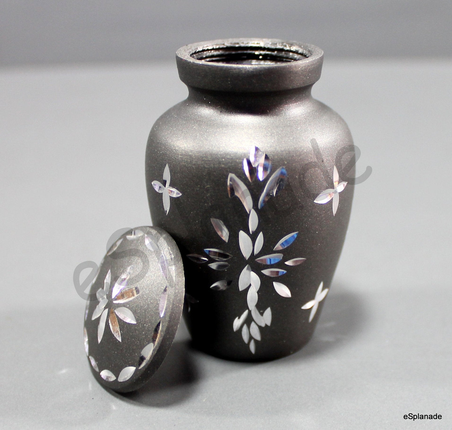eSplanade Metal Mini Cremation Urn Keepsake Memorial Jar Pot Container | Small Urn for Funeral Ashes Burial | Engraved Metal Keepsake | Navy Blue, Grey, Purple, White - 3" Inches