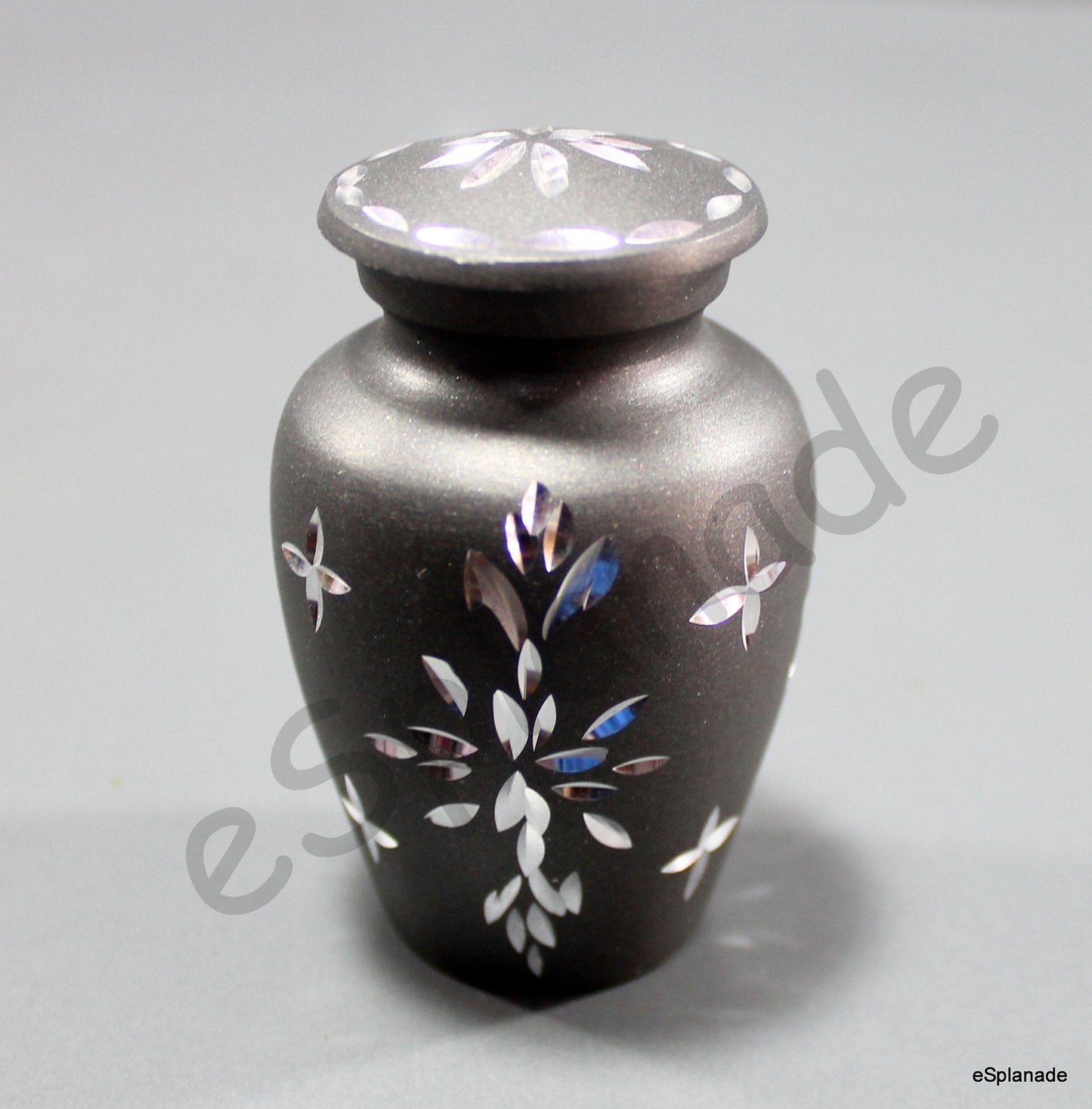 eSplanade Metal Mini Cremation Urn Keepsake Memorial Jar Pot Container | Small Urn for Funeral Ashes Burial | Engraved Metal Keepsake | Navy Blue, Grey, Purple, White - 3" Inches
