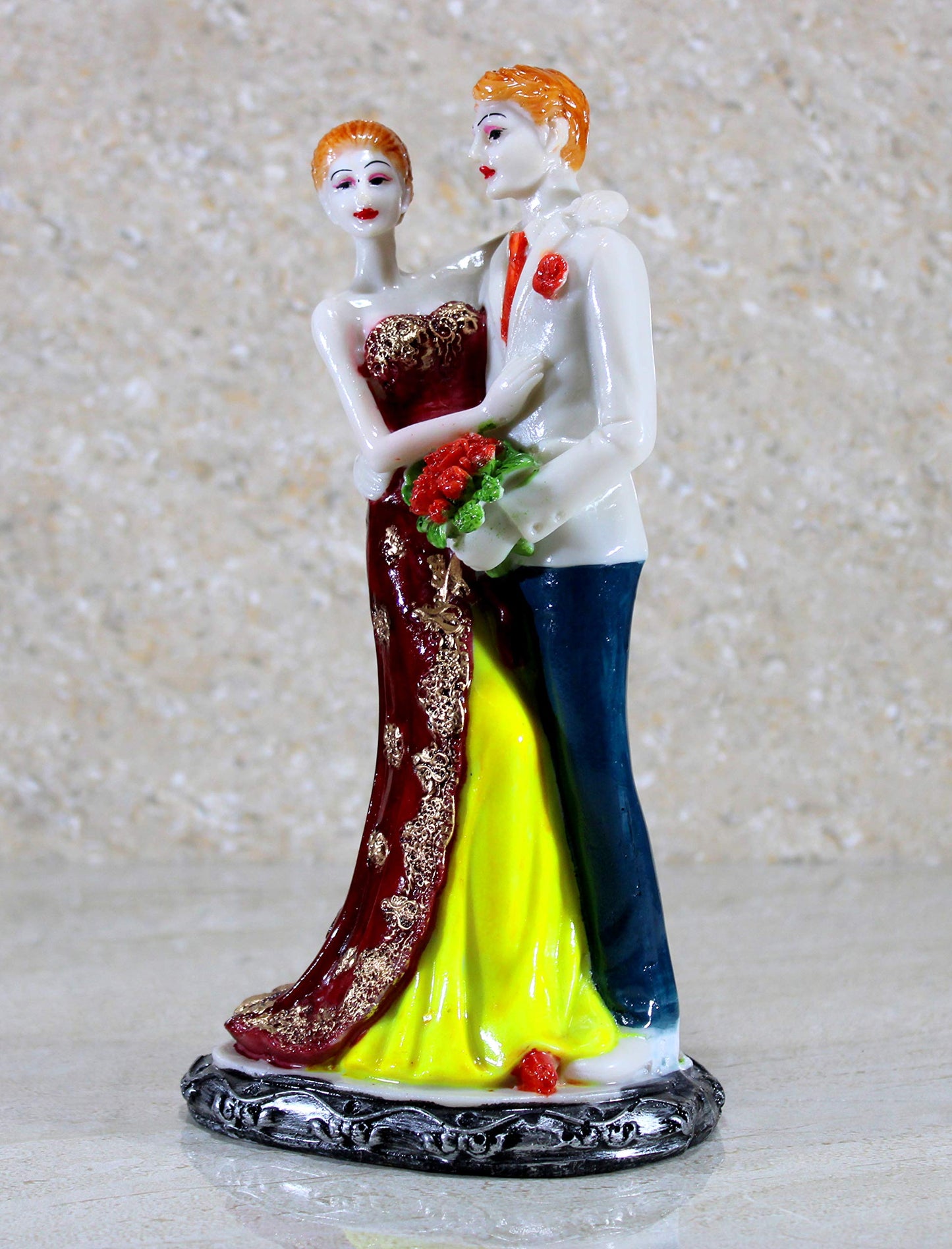eSplanade Resin Love Couple Face Showpiece Statue Sculpture Figure for Home Decor Valentine Day Gift (Standing Couple 1 & 2)