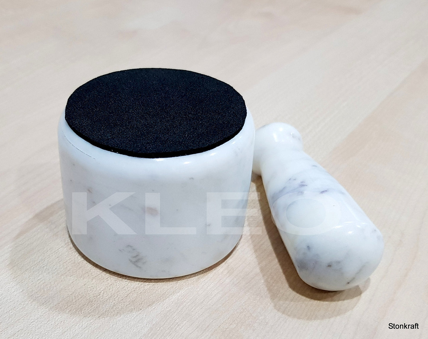KLEO 3" Diameter Black Natural Stone Mortar and Pestle Set Spice, Medicine Pills Grinder Masher - Small Size (Black, White)
