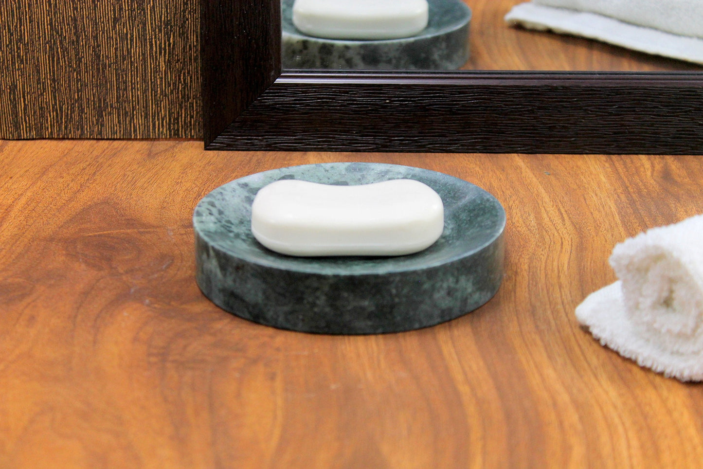 KLEO Natural Stone Soap Dish Soap Holder Bath Accessories for Bathroom, Tub or Wash Basin Accessories (Chocolate, Grey, White, Green)