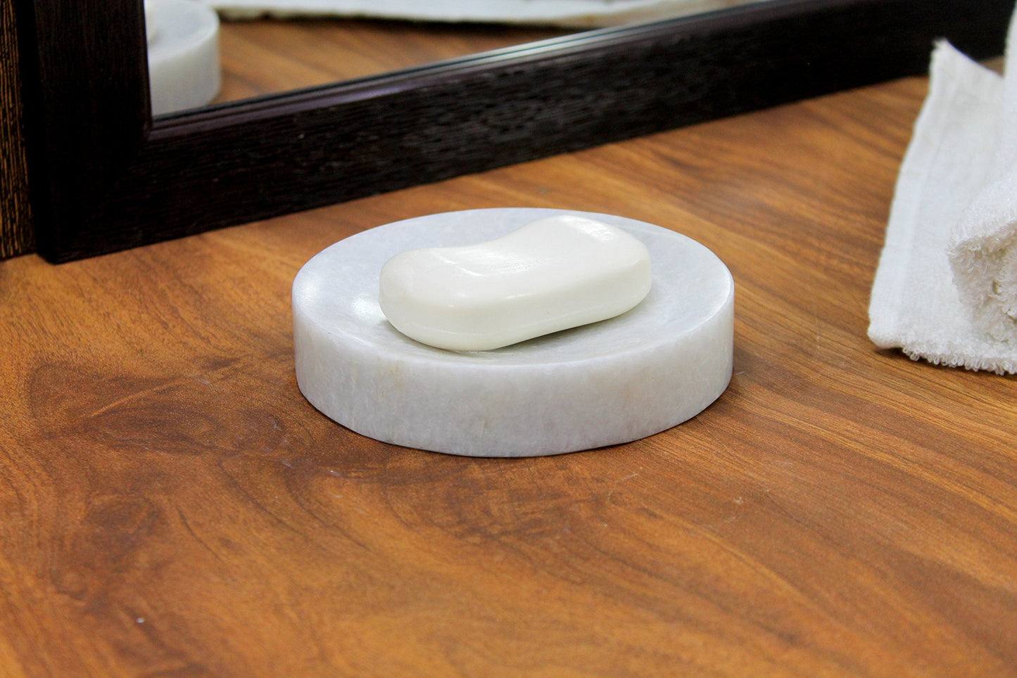 KLEO Natural Stone Soap Dish Soap Holder Bath Accessories for Bathroom, Tub or Wash Basin Accessories (Chocolate, Grey, White, Green)