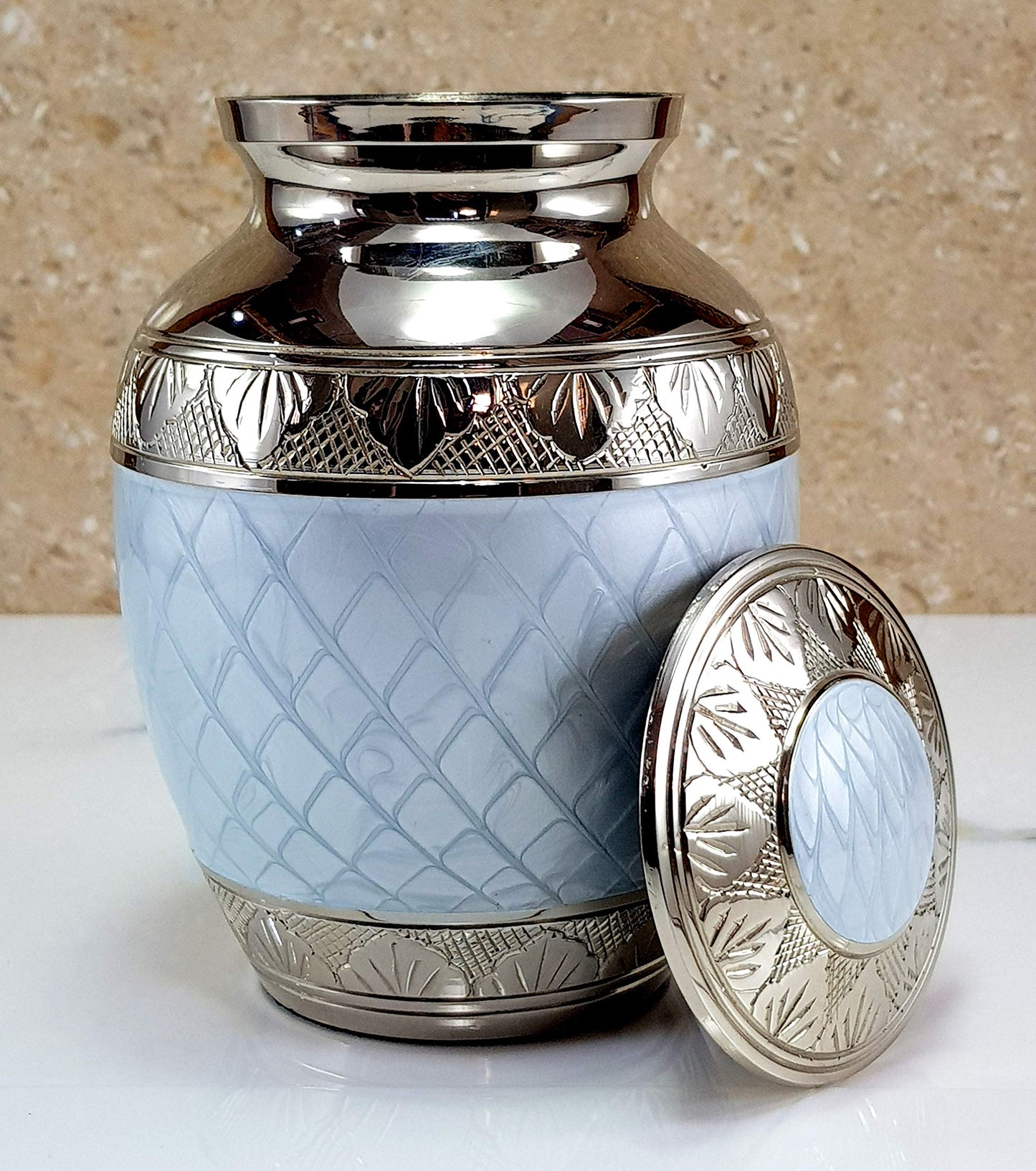 eSplanade Metal Cremation Urn Memorial Jar Pot Container | Medium Size Urn for Funeral Ashes Burial | Engraved Metal Urn