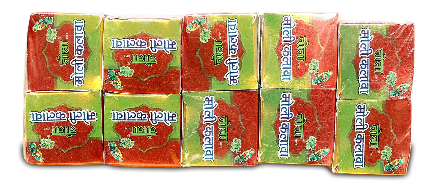 TOTA Moli Dhaga Kalava for Pooja. 100% Cotton Kalawa Mauli Dhaga Roll for Puja with Fragrance. Set of 10 Packs (20gm Each). Colour- Red Yellow