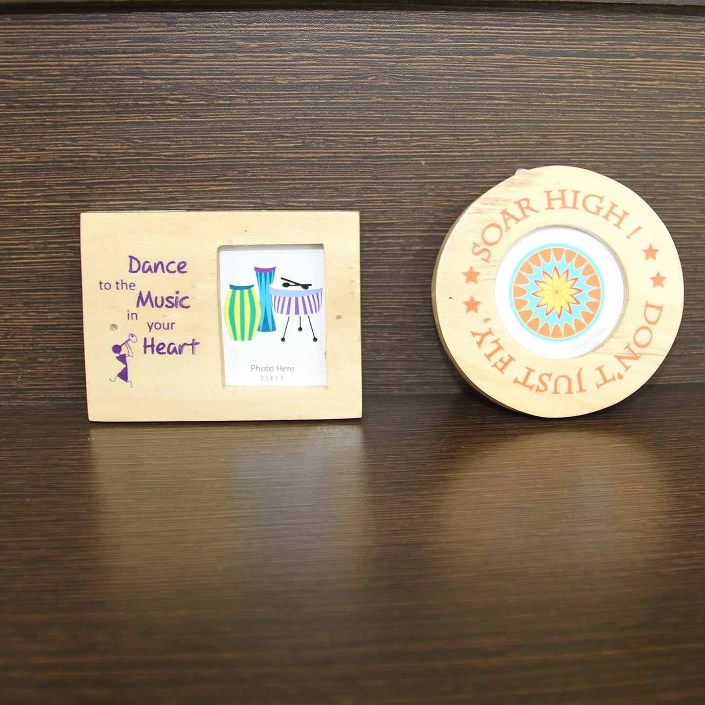 IVEI small wooden photo magnets - circular and rectangular - birthday return gifts - Mini photo frames - Magnets