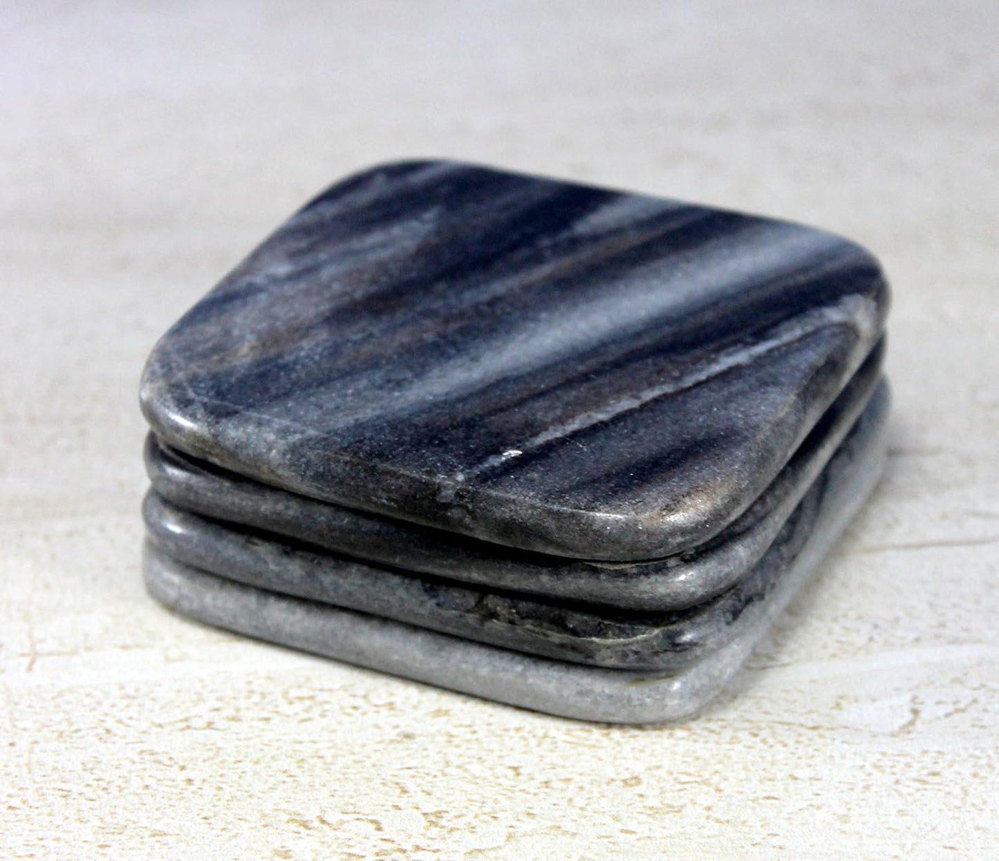 StonKraft Kleo Natural Stone Sculpted Coffee Tea Beer Coasters Set