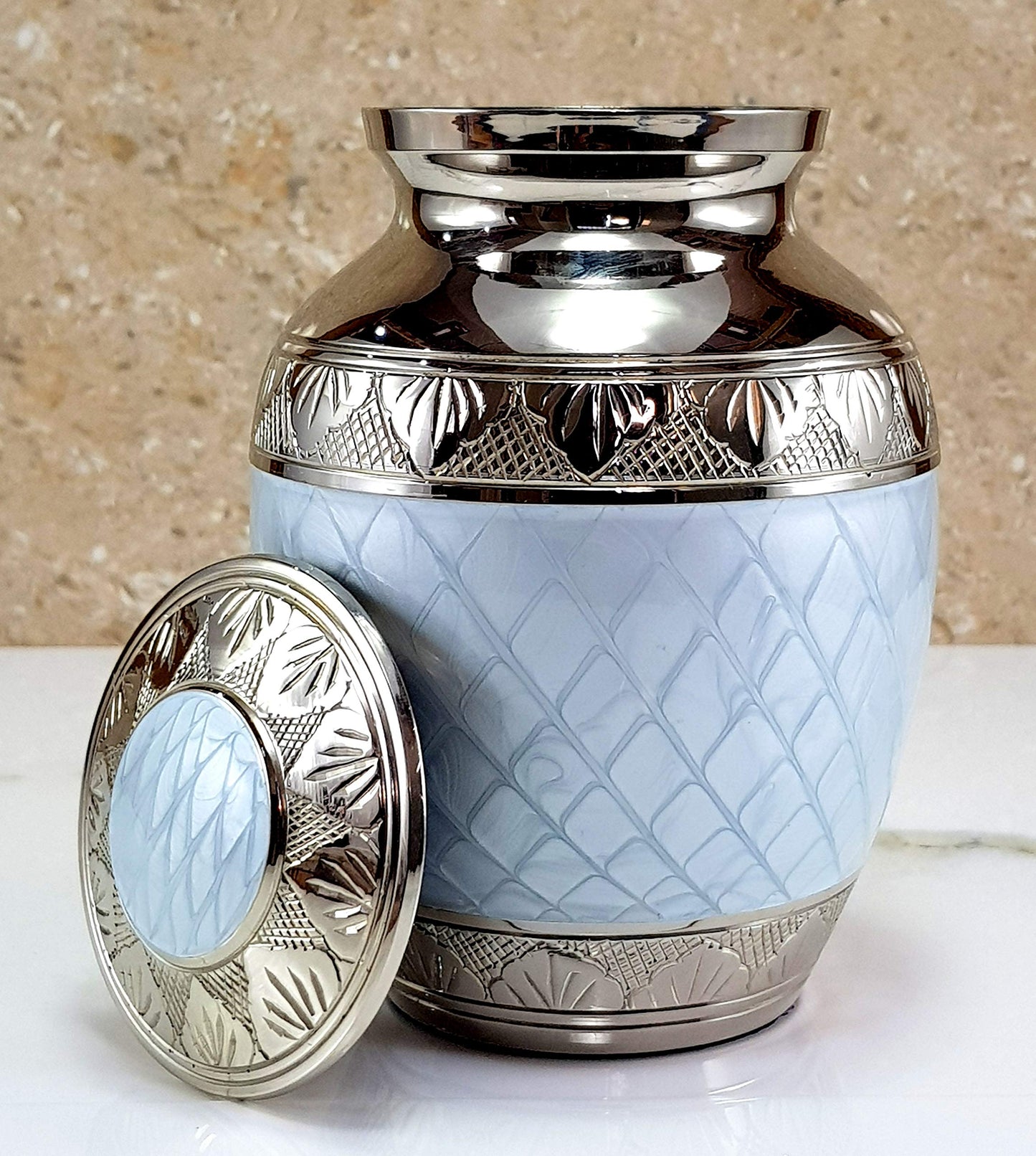 eSplanade Metal Cremation Urn Memorial Jar Pot Container | Medium Size Urn for Funeral Ashes Burial | Engraved Metal Urn
