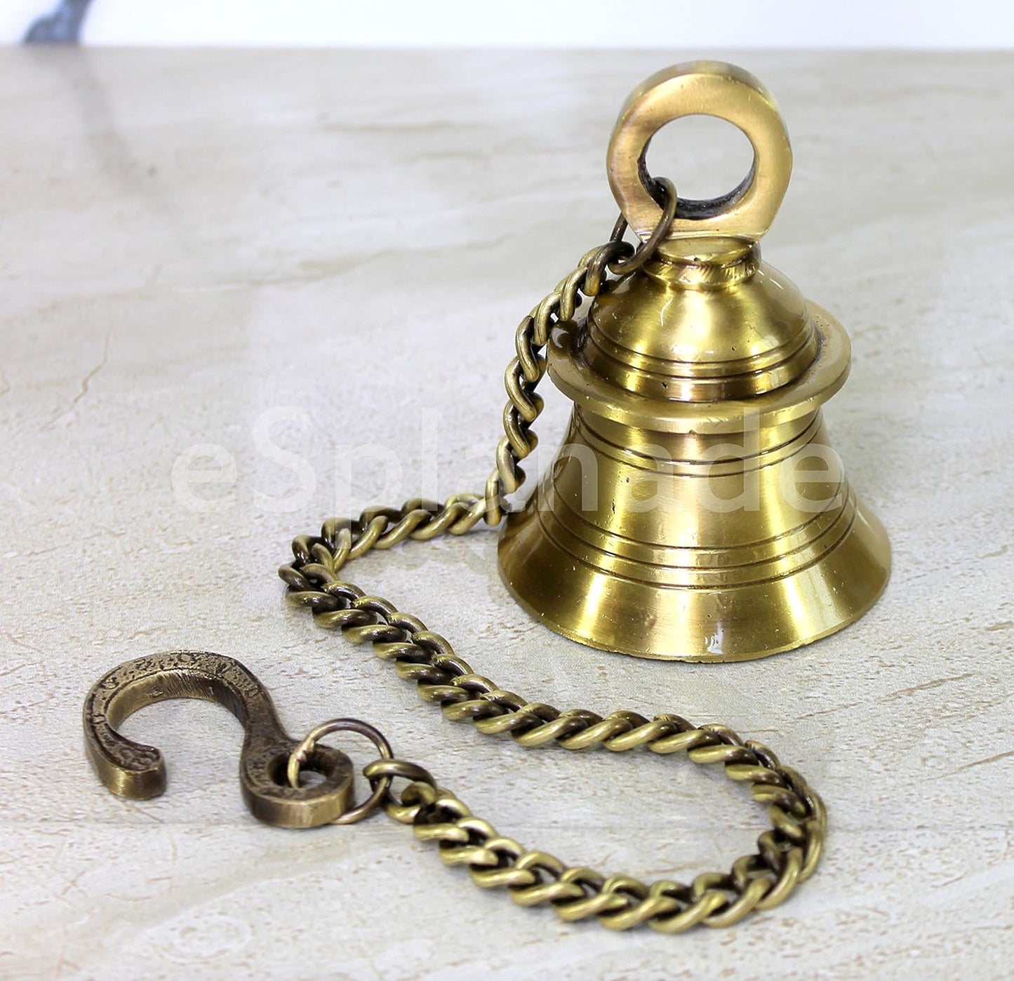 eSplanade - Brass Hanging Bell with Chain | Brass Hanging Bell Ghanti | Home Decor | Door Decor | Pooja Accessories