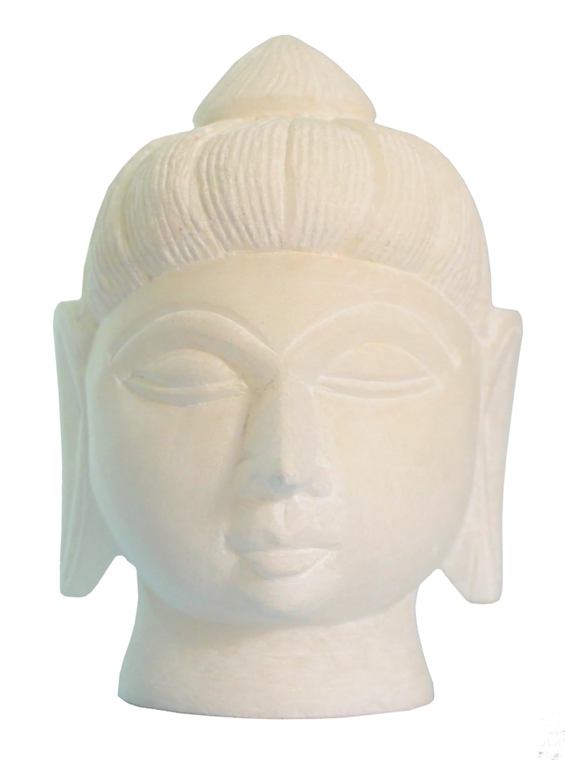StonKraft White Indian Marble Stone Buddha Head Idol (3 Inch)
