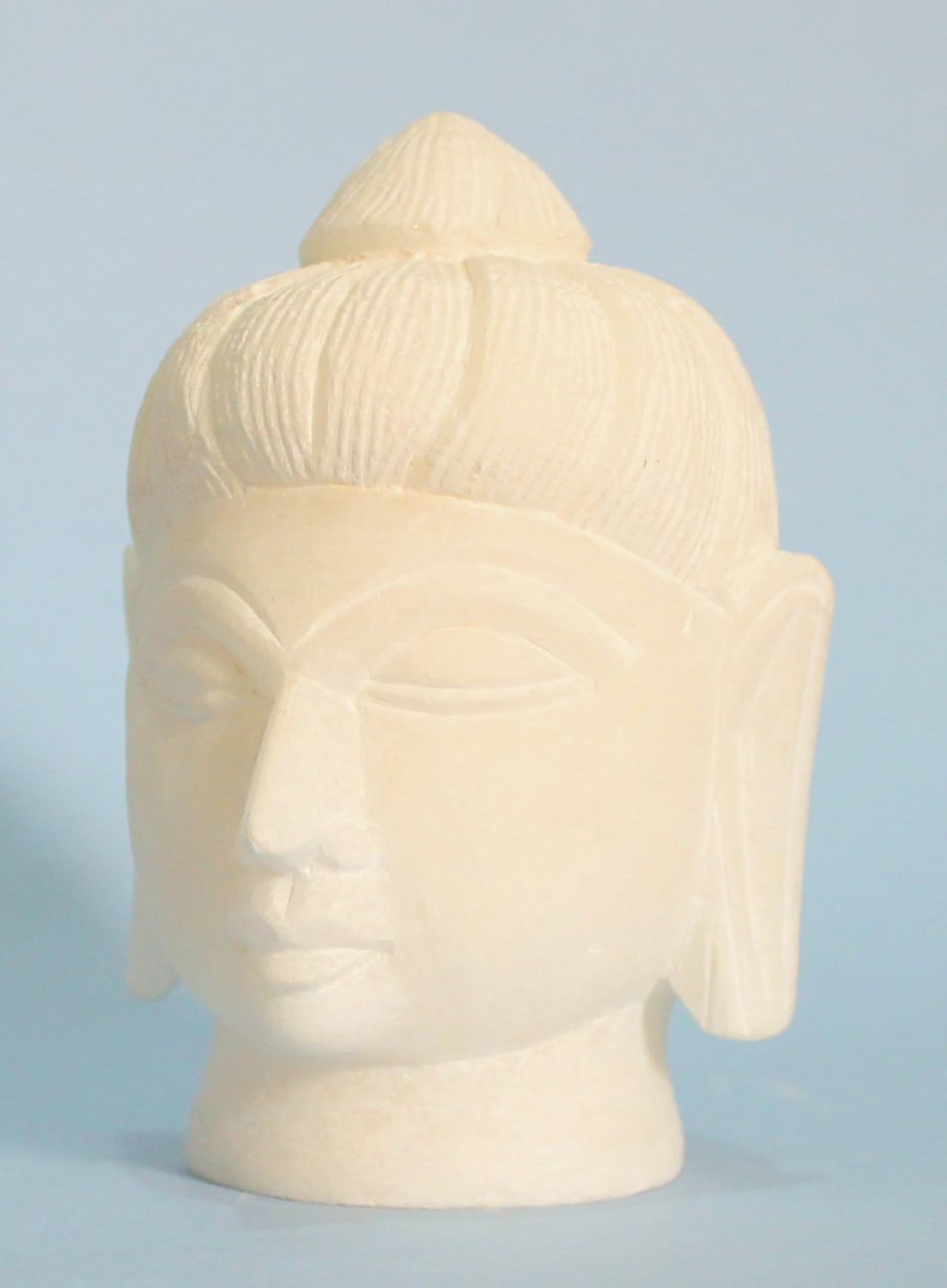 StonKraft White Indian Marble Stone Buddha Head Idol (3 Inch)