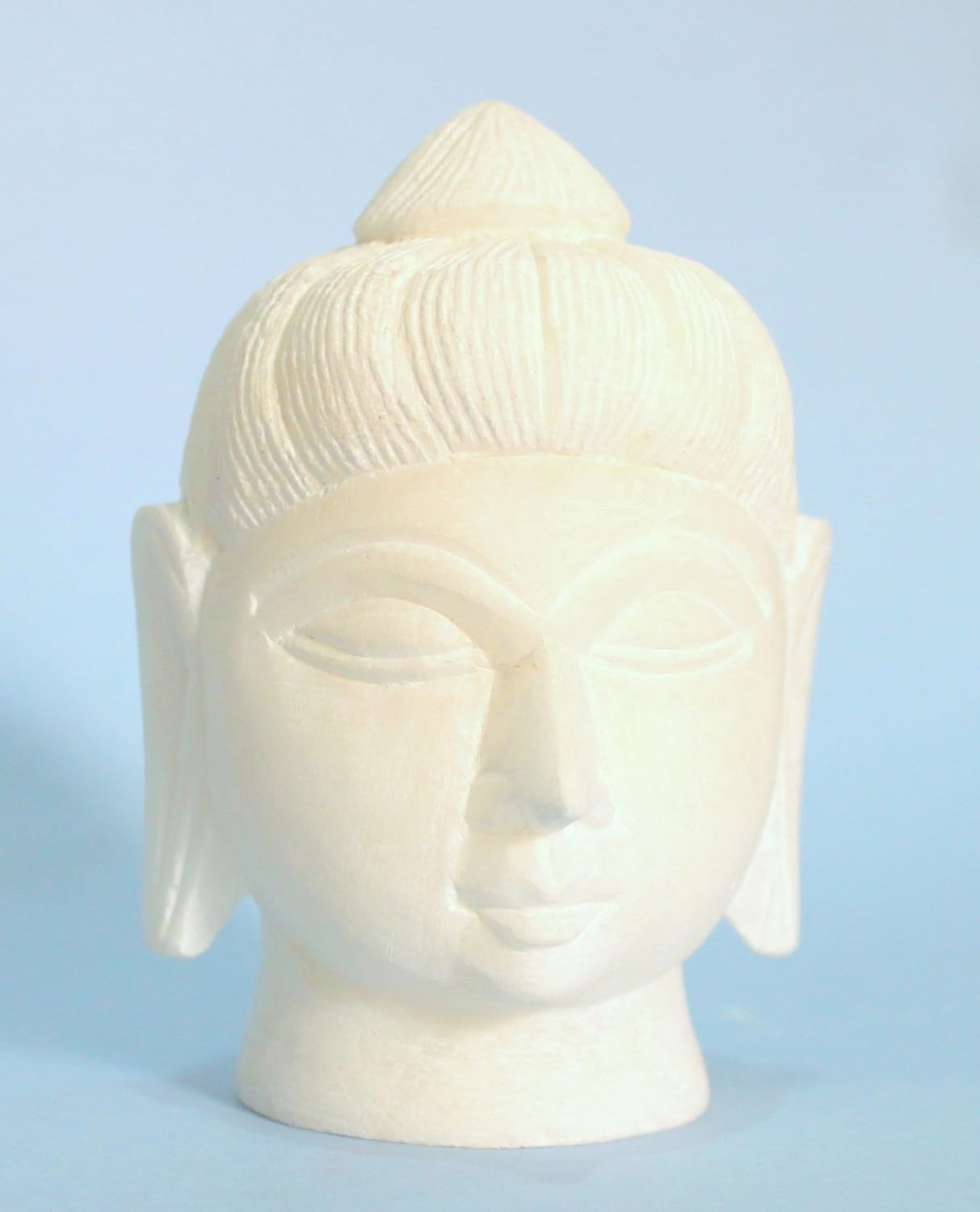 StonKraft White Indian Marble Stone Buddha Head Idol (3 Inch)