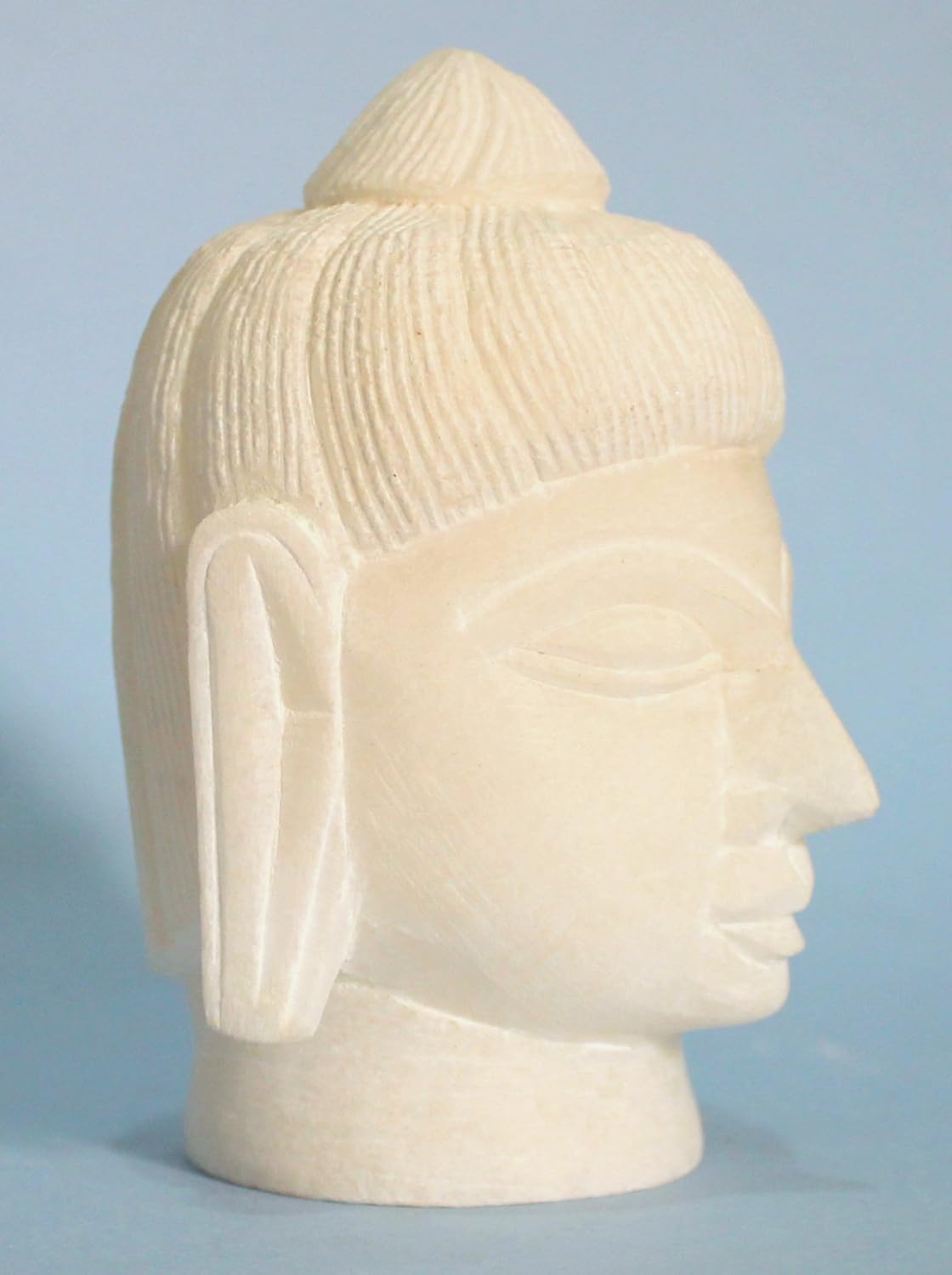 StonKraft White Indian Marble Stone Buddha Head Idol (3 Inch)