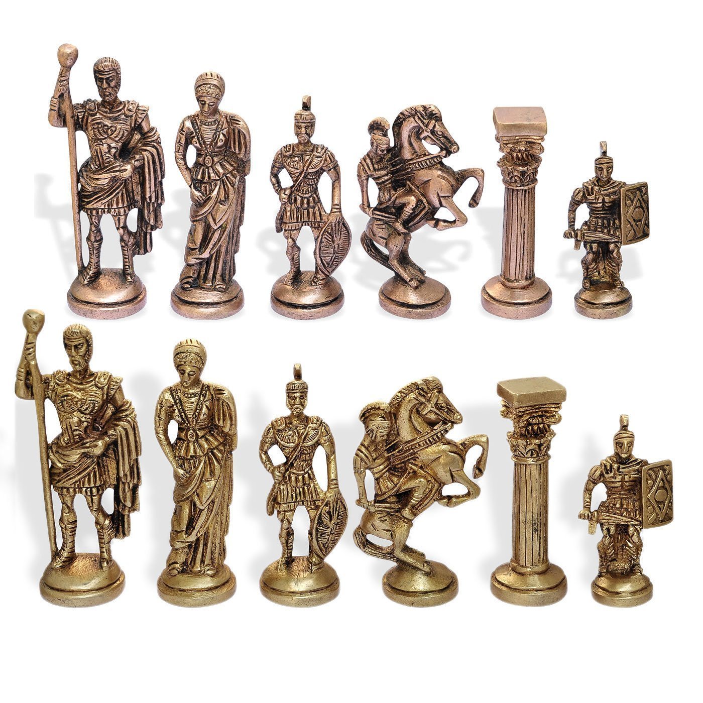 StonKraft Collectible Chess Game Board Set Made with Black Marble, Malachite with Roman Brass Pieces (15" X 15"),for 12+ Years
