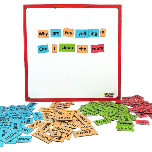MFM TOYS Enhanced Sentence Builder Kit | English Language | 280 Magnetic Tiles (Ages 5+) (Includes Magnetic WhiteBoard Slate)
