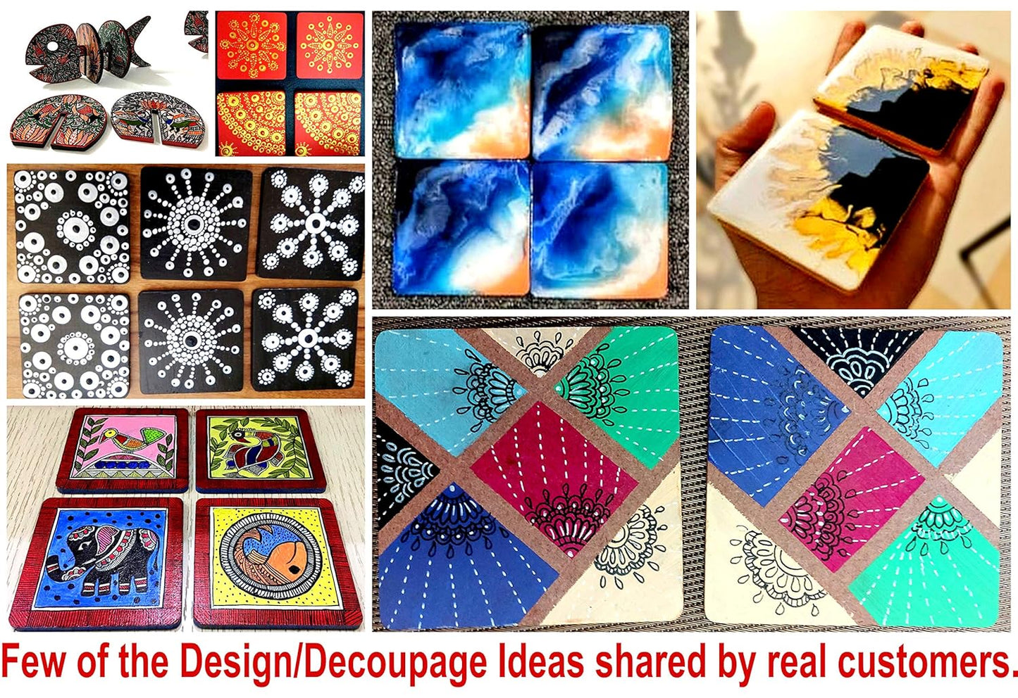 StonKraft DIY Coasters for DIY Activities (Set of 6) MDF - Make Your own Design, Artwork, Hobby, Decoupage etc