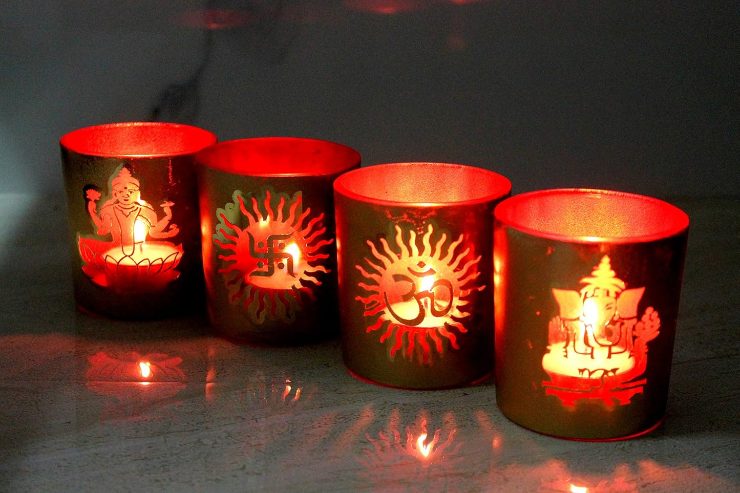 Esplanade Glass Tealight Holders Ð Pack of 4 | Decorative Candle Holders for Home DŽcor, Festive Lighting & Table Centerpieces