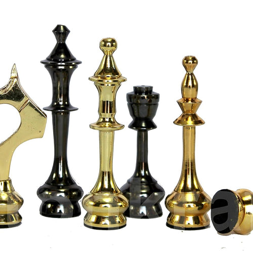 StonKraft Kid, Adult - Brass Chess Board Game Set With 100% Brass Chess Pieces, Chessmen, Chess Coins - 12