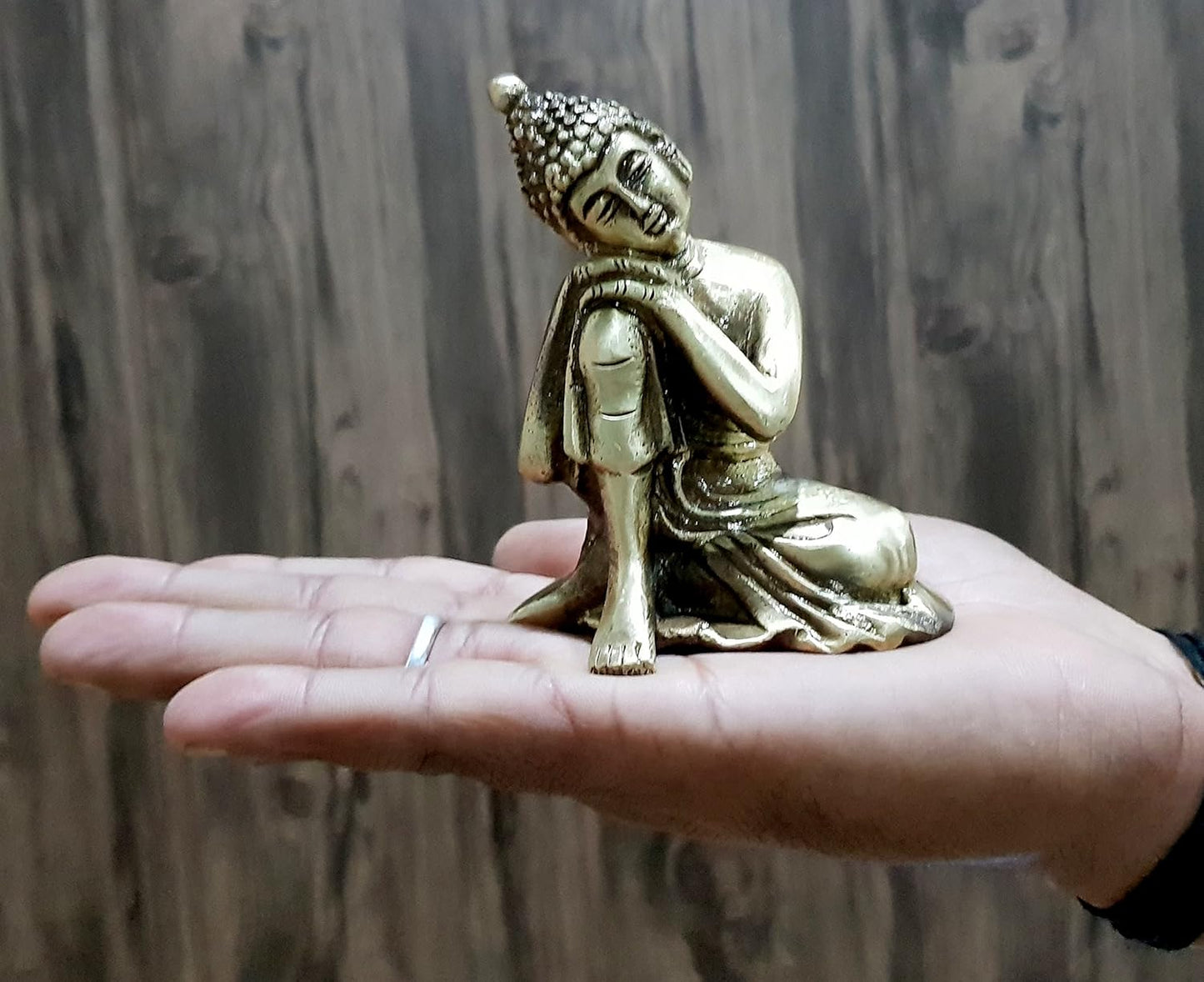 ESPLANADE Buddha Showpiece for Home Decor | Brass Resting Buddha Statue for Living Room, Office Table | Tibetan Decorative Items, Antique Idol & Figurine for Room Decor | Housewarming Gifts