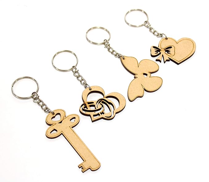 eSplanade DIY MDF Key Chains - Set of 20 | for DIY Activity - Decoupage - Art & Craft Supplies - Do It Yourself