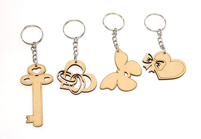 eSplanade DIY MDF Key Chains - Set of 20 | for DIY Activity - Decoupage - Art & Craft Supplies - Do It Yourself