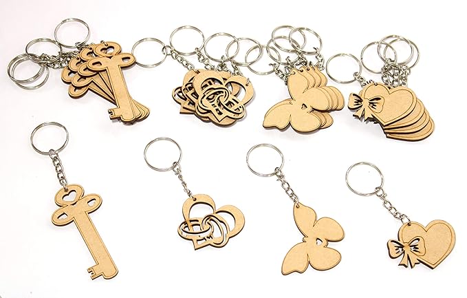 eSplanade DIY MDF Key Chains - Set of 20 | for DIY Activity - Decoupage - Art & Craft Supplies - Do It Yourself