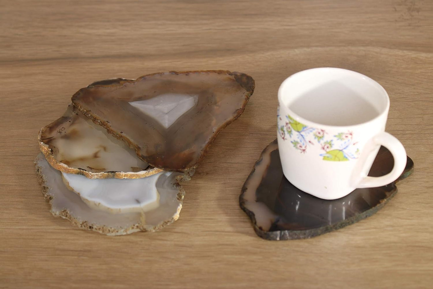 eSplanade Natural Agate Coasters Bar Beer Coffee Tea Coaster - Set of 4 Coasters - Perfect Table Accessories Tableware (Grey)