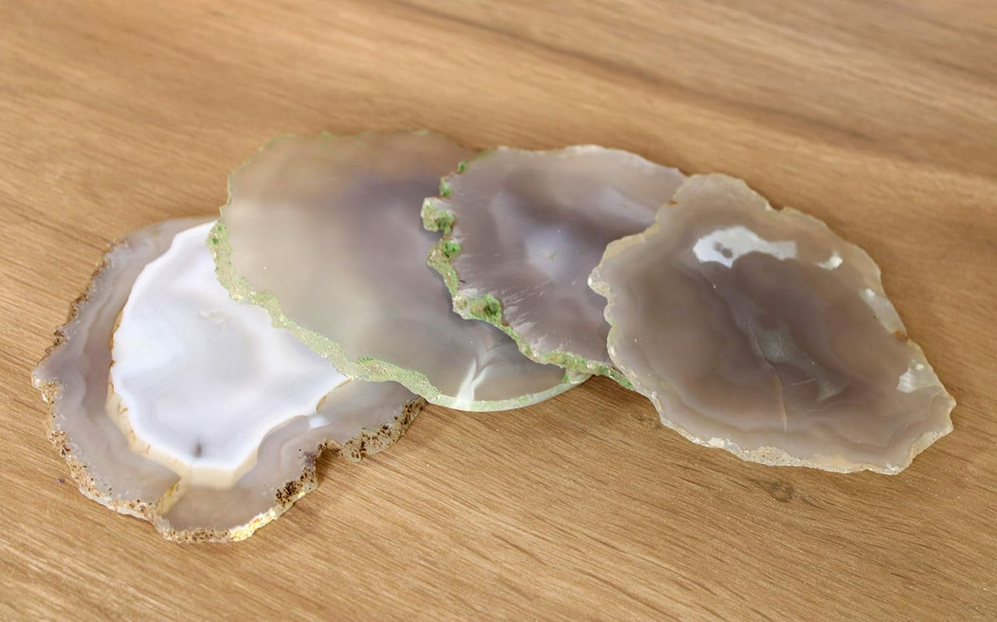eSplanade Natural Agate Coasters Bar Beer Coffee Tea Coaster - Set of 4 Coasters - Perfect Table Accessories Tableware (Grey)