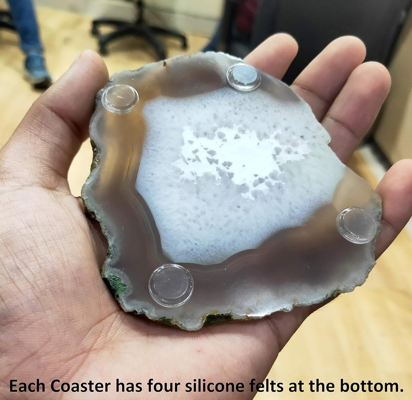 eSplanade Natural Agate Coasters Bar Beer Coffee Tea Coaster - Set of 4 Coasters - Perfect Table Accessories Tableware (Grey)