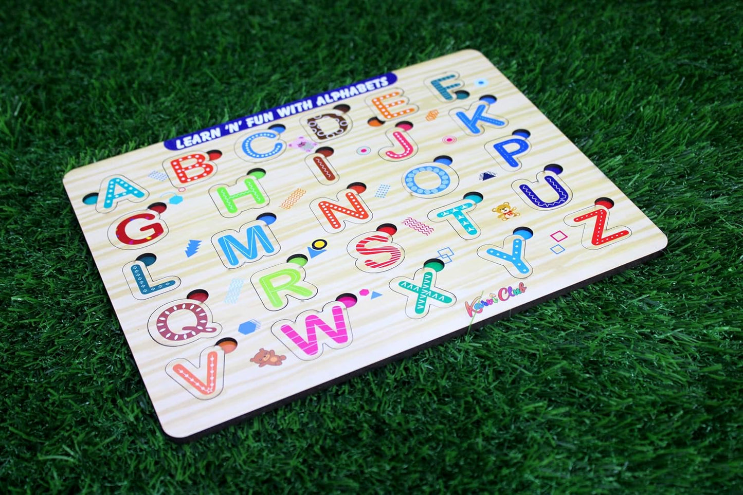 Stonkraft - Wooden "English Alphabets" | Preschool Learning Board Puzzle for Kids Infants Toddlers - 26 Pieces - Multicolor- 12" x 9" Inches