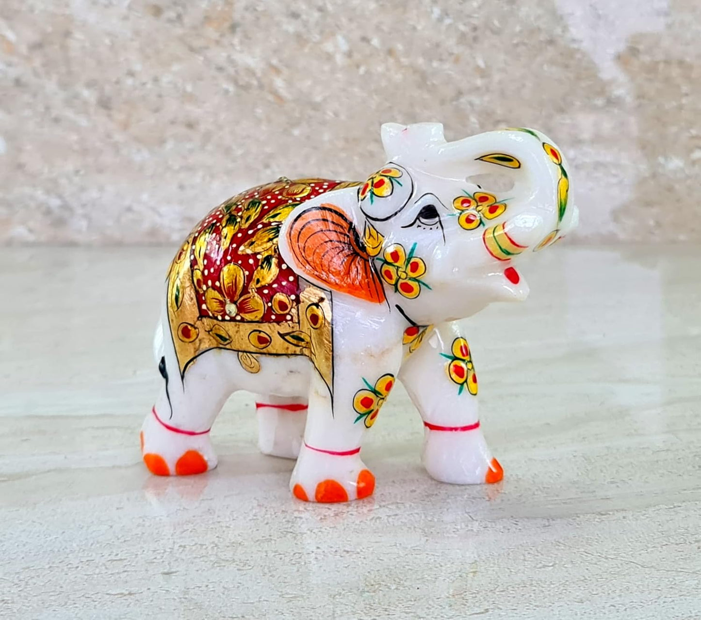 ESPLANADE Marble Elephant Sculpture Showpiece Figurines - Home Decor