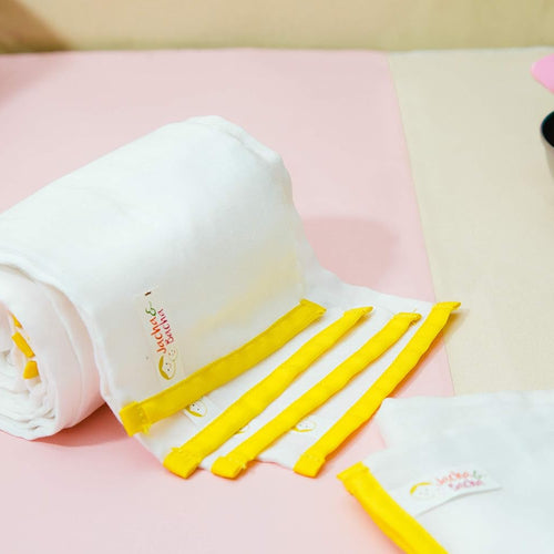 JnB Jacha & Bacha Pure Soft Cotton Dhoti Burp Cloth for Babies - Set of 4 (Yellow)