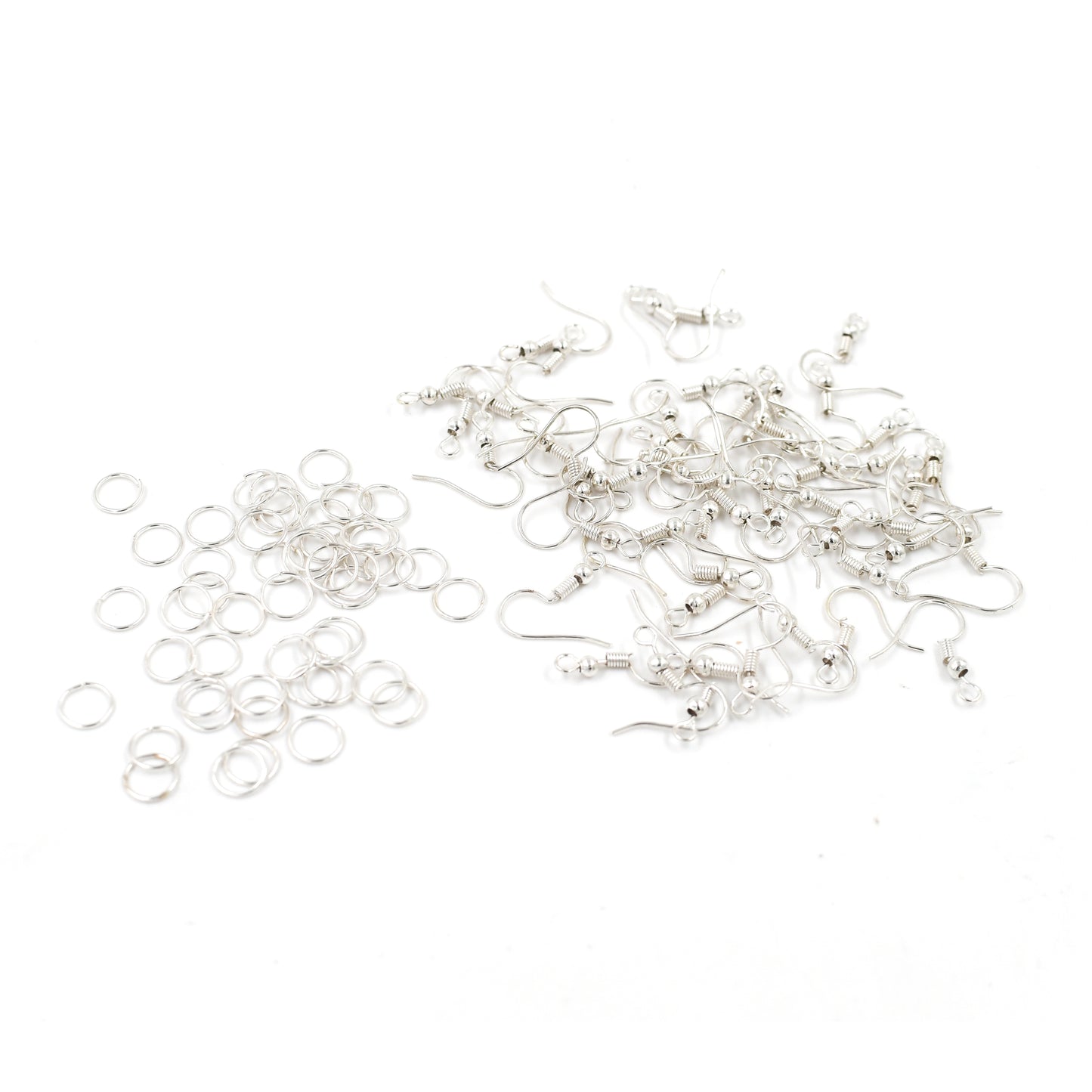 IVEI DIY Earring Hooks & Jump Rings for Jewellery Making Ð Bulk Pack | DIY Projects, Quilling & Craft | Ideal for Artists, Professionals, Kids (50 Silver)