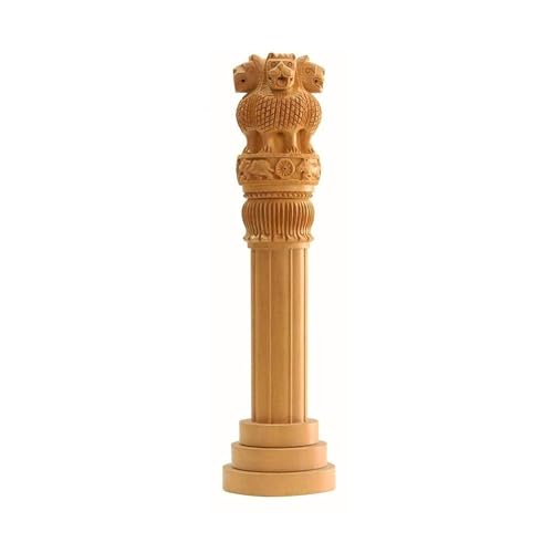ESPLANADE 8" Wooden Ashok Sthambh/Ashoka Stambh Stoop Pillar Statue Showpiece - Gift for Government Employees Office Table Decoration