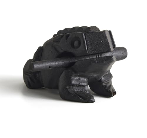 Esplanade Wooden Guiro Frog Percussion Instrument – 4" Handmade Wooden Frog Musical Instrument, Rasp Scraper with Nature Sound, Vintage Home & Garden Décor