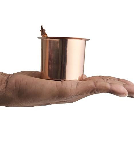 Esplanade Copper Gangajali with Spoon – 3" Ganga Jal Lota Kalash Holder for Home Temple, Pooja Decor Items, Kamandal Chembu Tambi