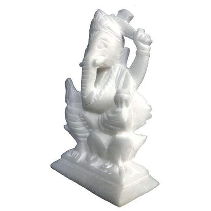 StonKraft Marble Ganesh Ganesha Statue Murti Idol (5" Left Trunk)