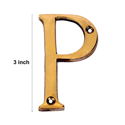 eSplanade - Brass House Hotel Door Name Alphabets - Wall Door Plaque Letter Alphabets - 3" Inches - Golden ("All Alphabet-3")