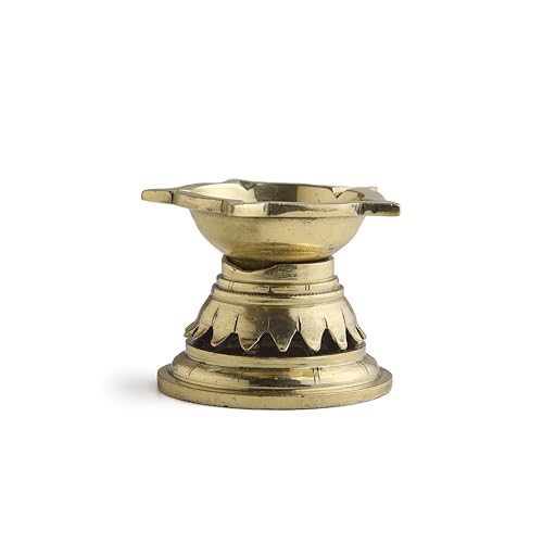 Esplanade Brass 5 Baati Diya – Traditional 5 Wicks Handcrafted Oil Lamp for Pooja and Décor, 7x7 cm