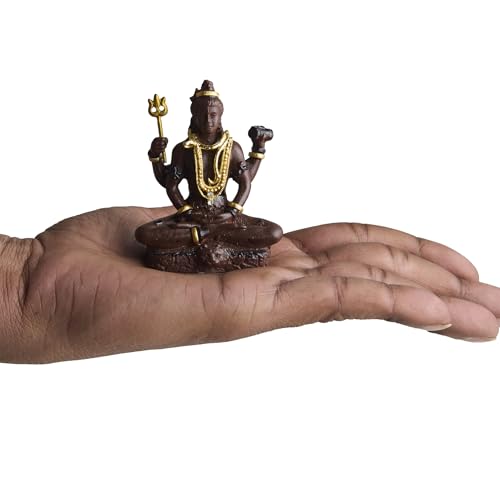 ESPLANADE Resin Shiv Murti for Car Dashboard ÐBholenath Idol for Home Temple & Office Desk DŽcor, Shiva Shankar Miniature Statue for Mandir (3" Inches)