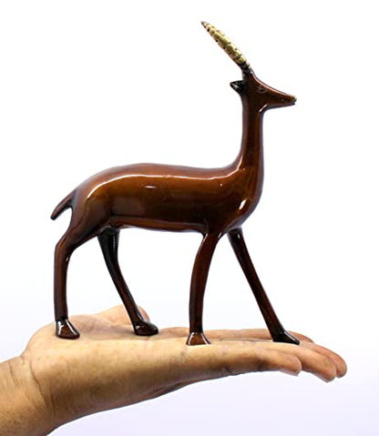 eSplanade Deer/Antelope Pair - Sculpture Showpiece | Decorative Items - Home Decor | Brass - 8" Inches - Brown (Brown)