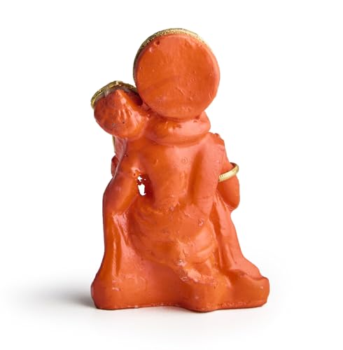 ESPLANADE Resin Hanuman Idol for Car Dashboard Ð Bajrangbali Murti in Sitting Blessing Pose for Home Temple & Office DŽcor, Multicolour Sankat Mochan Miniature Desk Statue (3" Inches)