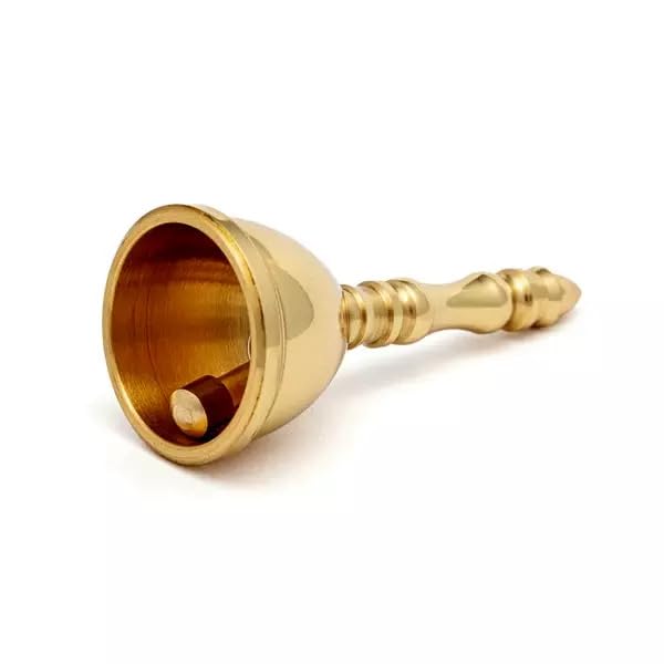 Esplanade Solid Brass Pooja Bell | 4.5" Ghanti for Puja, Temple & Spiritual Ceremonies, Spiritual Item for Housewarming Gift