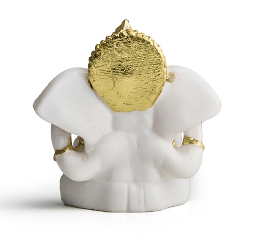 ESPLANADE Resin Ganesh Murti for Car Dashboard Ganesha Idol for Home Temple & Office Desk DŽcor, Ganpati Miniature Statue for Mandir (3.7" Inches)