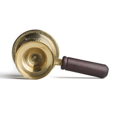 Esplanade Brass Aarti Diya with Wooden Handle – Traditional Deepak for Pooja, Temple, Diwali Oil Lamp, Navratri Diya, Dhoop Dani