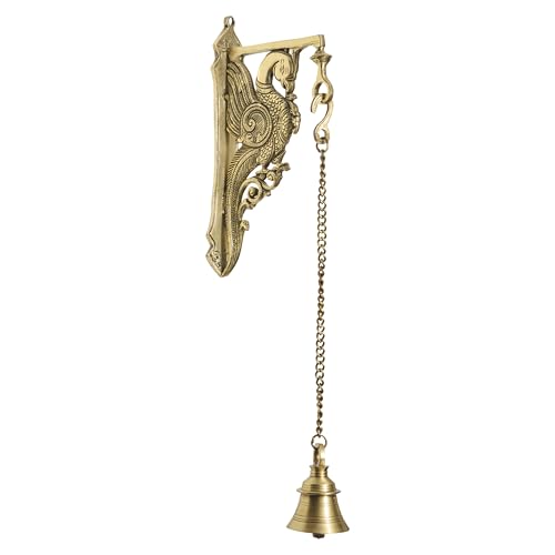 Esplanade Brass Peacock Wall Bracket – Traditional Handcrafted Wall Hanger for Diya Lamp, Bell, Home Décor (11.8" Inches)