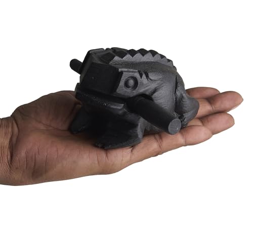 Esplanade Wooden Guiro Frog Percussion Instrument – 4" Handmade Wooden Frog Musical Instrument, Rasp Scraper with Nature Sound, Vintage Home & Garden Décor