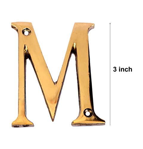 eSplanade - Brass House Hotel Door Name Alphabets - Wall Door Plaque Letter Alphabets - 3" Inches - Golden ("All Alphabet-3")