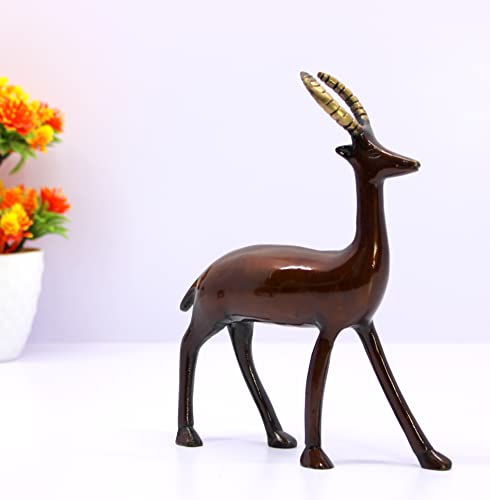 eSplanade Deer/Antelope Pair - Sculpture Showpiece | Decorative Items - Home Decor | Brass - 8" Inches - Brown (Brown)