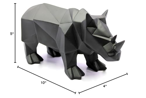 eSplanade Resin Rhino Rhinoceros Sculpture Figurine Showpiece | Decorative Items - Home Decor | Black - 10" Inches Length